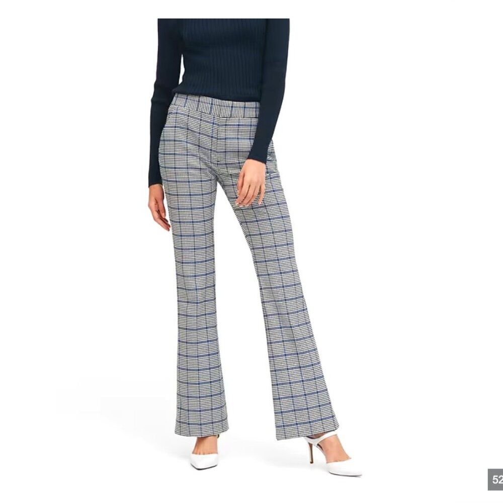 Banana Republic Petite High-Rise Flare Plaid Pant 4P